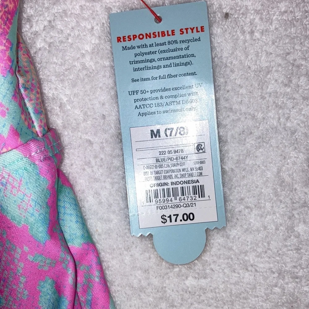 NWT cat & jack snake print side split one piece bathing suit swim suit 7/8 - Picture 4 of 5